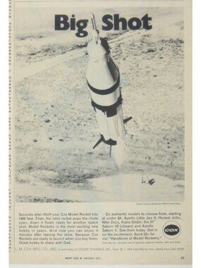 Cox Model Rocket Saturn 1B Big Shot 1971 Advertisement Space Age Print AD